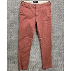 Abercrombie Fitch Pants Mens 32x33* Chino‎ Langdon Slim Stretch Vintage Red